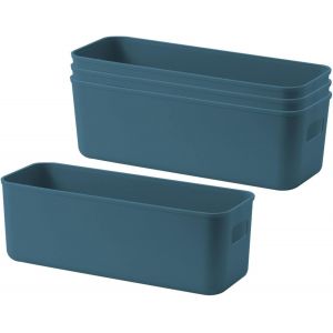 Tianyi-Lot De 4 Boites De Rangement En Plastique Épaissi, Panier De Rangement, Bac De Rangement Plastique, Boite Rangement Portable, Pour Cuisine, Salle De Bain, Placard, Bureau, Maquillage - Neuf