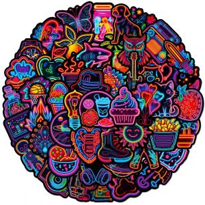 100 autocollants n&eacute;on cool et autocollants n&eacute;on g&eacute;niaux pour ordinateur portable, skateboard, v&eacute;lo, journal, valise, casque, voiture, moto, r&eacute;sistant &agrave; l'eau, graffiti, psych&eacute;d&eacute;lique - Neuf