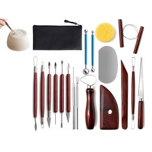 Kit De 18 Outils De Sculpture Sur Argile Avec Sac &Agrave; Outils Pour Poterie Et Modelage - Neuf