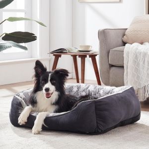 Panier Chien Lit Canapé Coussin Dehoussable Lavable Doux Et Confortable Antidérapant Grand Chien Noir L(76x61x23cm) - Neuf