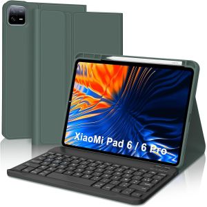 &Eacute;tui Clavier pour Xiaomi Pad 6/6 Pro 11'' 2023 AZERTY Fran&ccedil;ais Clavier, D&eacute;tachable sans Fil Bluetooth pour Xiaomi Pad 6/6 Pro 11'', Vert fonc&eacute; - Neuf