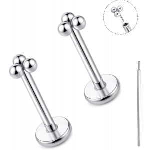 Tianyi-Boucles D'oreilles &Agrave; Tige En Titane Sans Filetage &Agrave; Dos Plat, 20 G, Pour Cartilage, Tragus, Labret, L&egrave;vre, M&eacute;duse, Conque, Bijoux Hypoallerg&eacute;niques Pour Homme Et Femme - Neuf