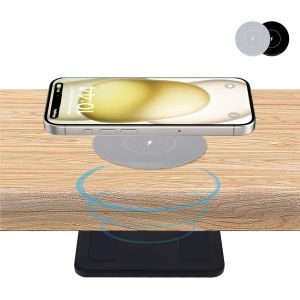 Chargeur Sans Fil Invisible,50 Mm Sous Le Bureau,Chargement Sans Fil Sous Le Comptoir Pour Iphone 15/14/13/12/T&eacute;l&eacute;phones Sans Fil (Adaptateur Inclus) - Neuf