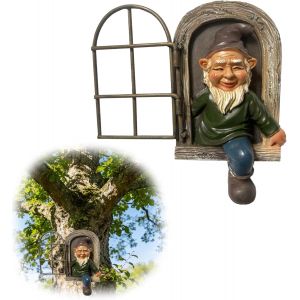 Mevronisshop-Nain Jardin Statue Exterieur, Nains Ornements Mal&eacute;fiques Et Grossiers Dr&ocirc;les Plein Air Gnomes, Statuette R&eacute;sine Imperm&eacute;able Suspendre D&eacute;coration Pelouse(B) - Neuf