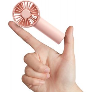 Mini ventilateur portable rose à piles avec batterie de 2 000 mAh ou alimenté par USB, 3 vitesses, flux d'air amélioré, ventilateur de poche silencieux rechargeable pour la maison et l'extérieur - Neuf