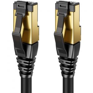 ERSHI-0,5m CAT8.1 Câble LAN Câble de Brassage Câble Réseau - Câble LAN-DSL RJ45 Cuivre Blindage S/FTP 2000MHz 40 Gbits - Câble Eth[9 - Neuf
