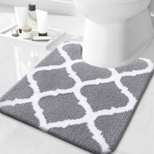 TIANYI-Tapis de Bain Antiderapant,Tapis Salle de Bain Absorbant en Microfibre Douce,Tapis de Salle &agrave; Motifs Marocains, Lavable en Machine - 50 x 60 cm, Gris - Neuf