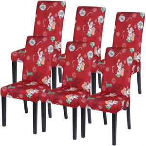Ensemble de 6 No&euml;l Housses de Chaise (p&egrave;re No&euml;l et le sapin de No&euml;l), Amovible, pour la Salle &agrave; Manger, faire la F&ecirc;te, et de Banquet de l'H&ocirc;tel. - Neuf