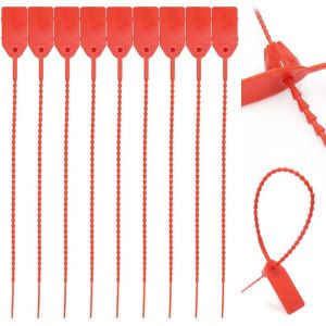 MEVRONISSHOP-100 Pi&egrave;ces Etiquettes Serre-c&acirc;bles en Plastique Scelles Plastiques de Securite Rouge Fort Etiquettes Cable pour l'habillement et la Logistique Transport - Neuf