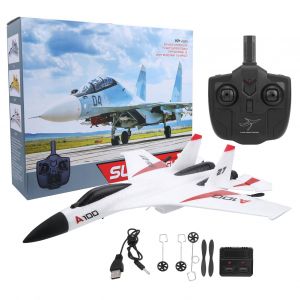 Avion telecommande A100 SU27 3 canaux 2,4 GHz, planeur RC d'exterieur, gyroscope a six axes, jouet - Neuf