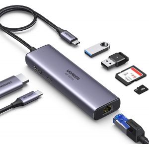 NAERYUT-Revodok 107 Hub Usb C Ethernet Gigabit Hdmi 4K 60Hz Lecteur De Carte Sd Tf Pd 100W 7 En 1 Docking Station Compatible Avec Iphone 16 15 Macbook Ipad Pro Air Mac Mini M4 Steam Deck Galaxy S24 - Neuf