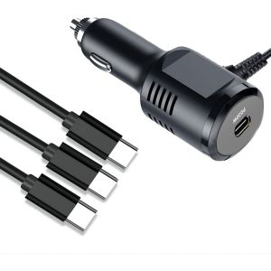 Chargeur de Voiture USB C, Chargeur Allume Cigare USB C Rapide 20W Type C avec 3 C&acirc;bles USB C pour la Plupart des Appareils USB C-110cm - Neuf