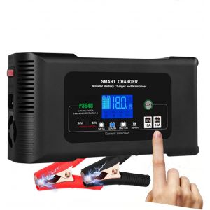 MEVRONISSHOP-Chargeur de batterie intelligent 36V/48V 18A pour mainteneur de batterie LiFePO4/AGM/plomb-acide,4 modes,r&eacute;paration par impulsions et test automatique pour voiturettes de golf,SUV,campin - Neuf