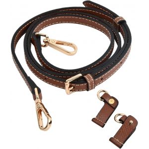 RFCBC-Bandoulière pour Sac Longchamp Mini Cuir Réglable Strap pour Sac à Main Longchamp Mini avec 2 Adaptateurs (Brun) - Neuf