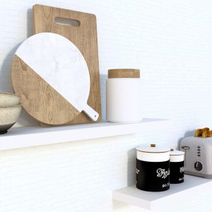 Étagère Murale en Bois FSC100 x 15 x 2.5 cm Support caché. Réglable horizontalement. Vertical et Inclinaison. Charge Max. 30kg Blanc - Neuf