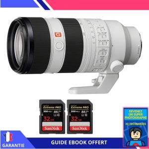 Sony FE 70-200mm F2.8 GM OSS II + 2 SanDisk 32GB Extreme PRO UHS-II SDXC 300 MB/s + Ebook 'Devenez Un Super Photographe' - Objectif Sony FE pour Sony Hybride - Neuf