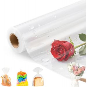 Papier Transparent Emballage,43cm X 30m Papier Cadeau Transparent,3 Mils Rouleau De Emballage Cellophane,Papier Emballage Pour Bonbons,Fleurs,Emballage Cadeau,Artisanat (Plier En 43cm) - Neuf