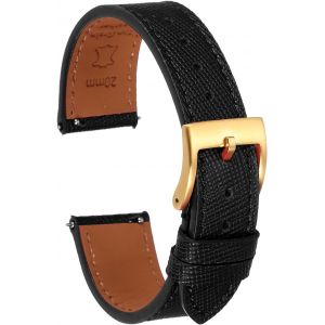 Kal-Bracelet De Monture En Cuir V&eacute;ritable 21mm Avec Boucle En Acier Inoxydable Dor&eacute; &Agrave; Lib&eacute;ration Rapide Pour Hommes Femmes, Bleu Fonc&eacute; - Neuf