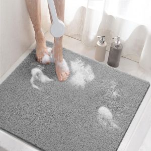 Chenquansarl-Tapis De Douche Antiderapant, 60x60cm Tapis De Baignoire Antidérapant Avec Drain, Doux Pvc Luffa Tapis De Bain Pour Salle De Bain, Séchage Rapide, Gris - Neuf