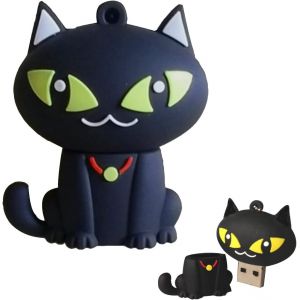 KALANKA-Clé USB 32 Go Clef USB 2.0 Fantaisie Cle USB Chat Flash Drive Originale Mémoire U Disque Cartoon Mignon Animal Bon Cadeau pour Enfants Amis (32GO, Noir) - Neuf
