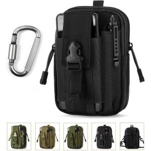 Sac banane tactique, sac banane 210D Molle EDC/sac multifonctionnel avec mousqueton pour cyclisme, randonnée, alpinisme, course à pied, sports de plein air - Neuf
