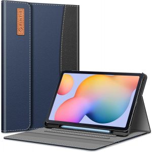 Coque Pour Samsung Galaxy Tab S6 Lite 10.4 Pouces 2024/2022/2020 - [Rangement De Stylet] Housse Multipositions Etui Avec Poche Avant Fermeture Magnétique, Bleu/Noir - Neuf