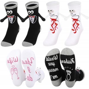 Jgd-Lot De 2 Paires De Chaussettes De Mariage Magn&eacute;tiques, Chaussettes Amusantes Pour Couple De Mari&eacute;s Et Mari&eacute;s, Chaussettes Aimant&eacute;es Fantaisie, Cadeaux De Mariage Pour Homme Et Femme - Neuf