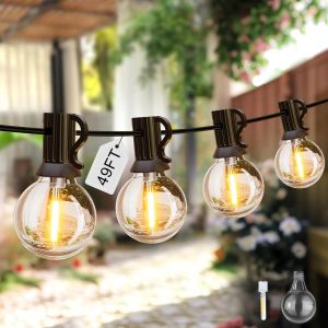JGD-Guirlande lumineuse LED d'ext&eacute;rieur - 15 m - Chaude - 25 + 1 ampoules COB Globe - Lumi&egrave;res de jardin incassables - &Eacute;tanche IP65 - Pour ext&eacute;rieur, bistrot, jardin, f&ecirc;te, caf&eacute; - Neuf