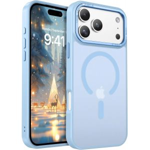 TRAHOO-Coque Magn&eacute;tique pour iPhone 17 Pro Max, 6,9 Pouces, Compatible avec MagSafe, Etui Translucide Mat Arri&egrave;re Housse Fine Antichoc Case, Coque iphone 17 Pro Max Bleu Clair - Neuf