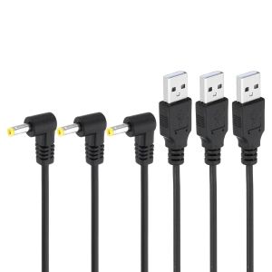 JGD-3Ft C&acirc;ble d'Alimentation Usb 2.0 A Type M&acirc;le Vers DC 4,0 x 1,7 mm, Angle de 90 Degr&eacute;s, 3Pcs Connecteur Adaptateur de Fil, Cordon de Charge pour Ventilateurs, Lampe, Noir - Neuf