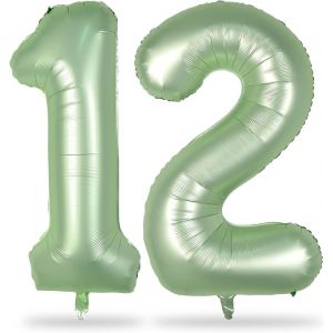 Grands Ballons Vert Sauge En Forme De Chiffre 30 ¿ 101,6 Cm ¿ Feuille D'Aluminium Olive 3 & 0 ¿ Auto-Gonflant ¿ Ballons Décoratifs De Fête Pour Femme ¿ 101,6 Cm - Neuf