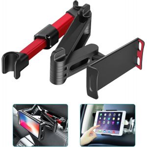 Support D'appui-Tête De Voiture, Support De Téléphone Tablette Extensible Universel Pour Siège Arrière De Voiture Pour Smartphones/Tablettes/Ipad/Iphone/Samsung 4""-10,6""( Rouge) - Neuf
