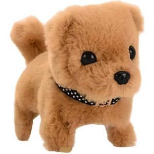 petite peluche chien beige mignon realiste interactif marche bouge Robot Queue Remuant electrique Jouet Animal Poupée pour enfant - Neuf