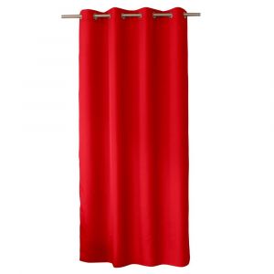 Rideau Uni &Agrave; Oeillets Polyester Rouge 140x240 Cm - Neuf