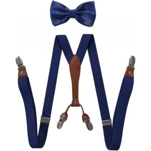 Cauc-Bretelles Noeud Papillon Ensemble Pour Femmes Hommes 1 Pouce Large Y Forme Avec 4 Clips Bretelles R&eacute;glables Pour Mariage &Eacute;v&eacute;nements Formels - Neuf