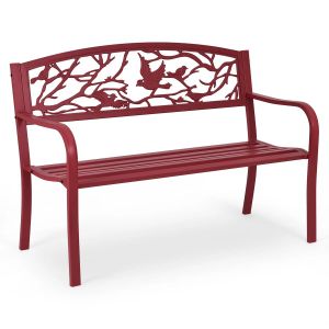 Banc De Jardin Ergonomique 127 X 60 X 88 Cm Confort Optimal Style Contemporain En Fer Rouge Helloshop26 20_0020013 - Neuf