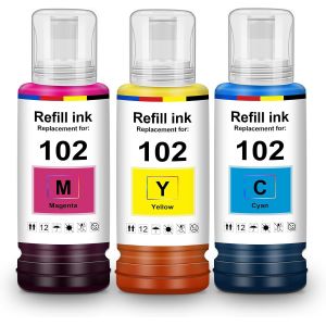 Encre E102 Compatible pour Epson E102 Multipack Couleur Bouteille Cartouche Compatible pour Epson Ecotank ET-2856 ET-3850 ET-4850 ET-2850 ET-15000 ET-4856 ET-2851 ET-2750 ET-4750 ET-4700 - Neuf