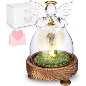 Cadeaux Pour Femmes, Véritable Pissenlit Dans Un Verre, Fleur Eternelle Avec Ange Figurine, Cadeau Anniversaire Femme, Cadeau Fête Des Mères, Cadeau Maman/Mamie - Neuf