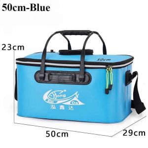 Seau De Pêche Pliant Et Épais,Seau À Poisson Vivant Sans Pompe À Oxygène,Réservoir D'eau Portable Eva,Boîte À Poissons Vivants Pour La Pêche En Plein Air-50cm-Bleu - Neuf