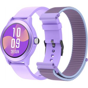 Smartee Duo Vivo Smartwatch Montre Intelligente De Couleur Violette Avec Bracelet Interchangeable,Cadran Rond Haute Définition 1. 27¿,Appels Bluetooth,8 Jours De Batterie,100 Sports,Ip68 - Neuf