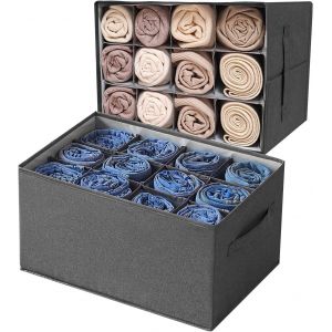 Tianyi-2pc Boîte Rangement Vetement, 12 Cellules Tiroir Organisateur, Lavable Rangement Vetement Dressing, Boîtes Pliables Pour Chaussettes Leggings T-Shirts Gilet - Neuf