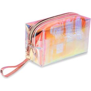 De Maquillage Holographiquede Toilette Transparente Avec Fermeture &Eacute;clair Et Poign&eacute;e Portablepetite De Maquillage Pour Femmes Et Filles&eacute;tanche Pour Plage (A) - Neuf