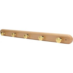 Porte-manteau mural en hêtre avec étagère de 49,5 cm, porte-chapeaux pour entrée, chambre, vestiaire, salle de bain - Neuf