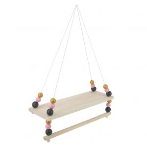 Hjlian Etagere Murale Suspendue En Bois Style Retro Avec Perles Pour Plantes, Decoration D'interieur, Petite - Neuf