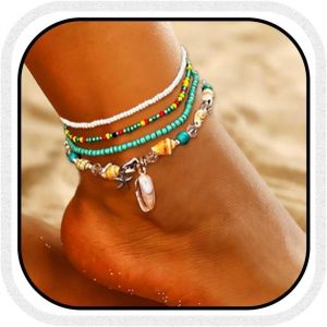 Ensemble De Bracelets De Cheville En Coquillage, Couches De Plage, Étoile De Mer, Accessoires De Bijoux De Pied Réglables Colorés Pour Femmes - Neuf