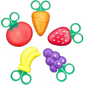 5pcs Aimant Ciseaux Fruit En Forme Diy Art Ciseaux Pour Les Enfants Enseignants École Artisanat Scrapbooking (Carotte Fraise Raisin Tomate Banane) - Neuf