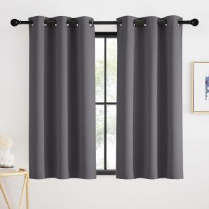 Chenquansarl-Rideau Occultant - Rideau Thermiques Isolant Uv, Lot De 2 Rideaux Opaque Draperies Intérieurs Decoration Pour Porte Armoires Maison Chambre Fenetre Avec ?illets, 90x120cm, Gris - Neuf