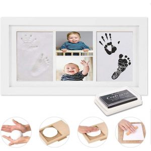 Yemaesre-Ensemble D'empreintes De Mains Et De Pieds De Bébé, Kit Empreinte Chien¿Chat, Comprend Un Tampon Encreur Sûr, Du Papier Cartonné Blanc Et Un Cadre Photo, Cadeau Naissance Bébé Shower - Neuf