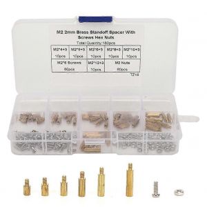 180 Pcs Entretoise Set 1-Way Acier Au Carbone Vis Écrous Fixations Assortiment Kits avec Boîte M2 - Neuf