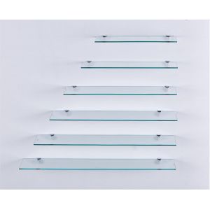 CAUC-&Eacute;tag&egrave;re Murale en Verre 60cm, &eacute;tag&egrave;re en Verre pour Salle de Bain, &eacute;tag&egrave;re de Douche en Verre Clair avec Verre de s&eacute;curit&eacute; tremp&eacute; de 6mm et Supports m&eacute;talliques (Clair) - Neuf